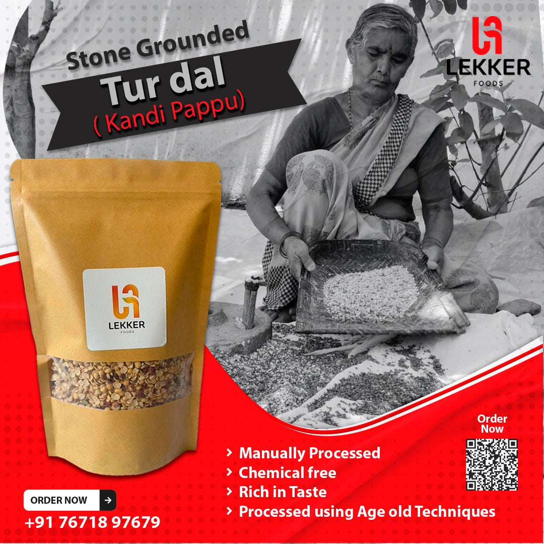 Unpolished and Stone grounded Tur Dal (Kandi Pappu)