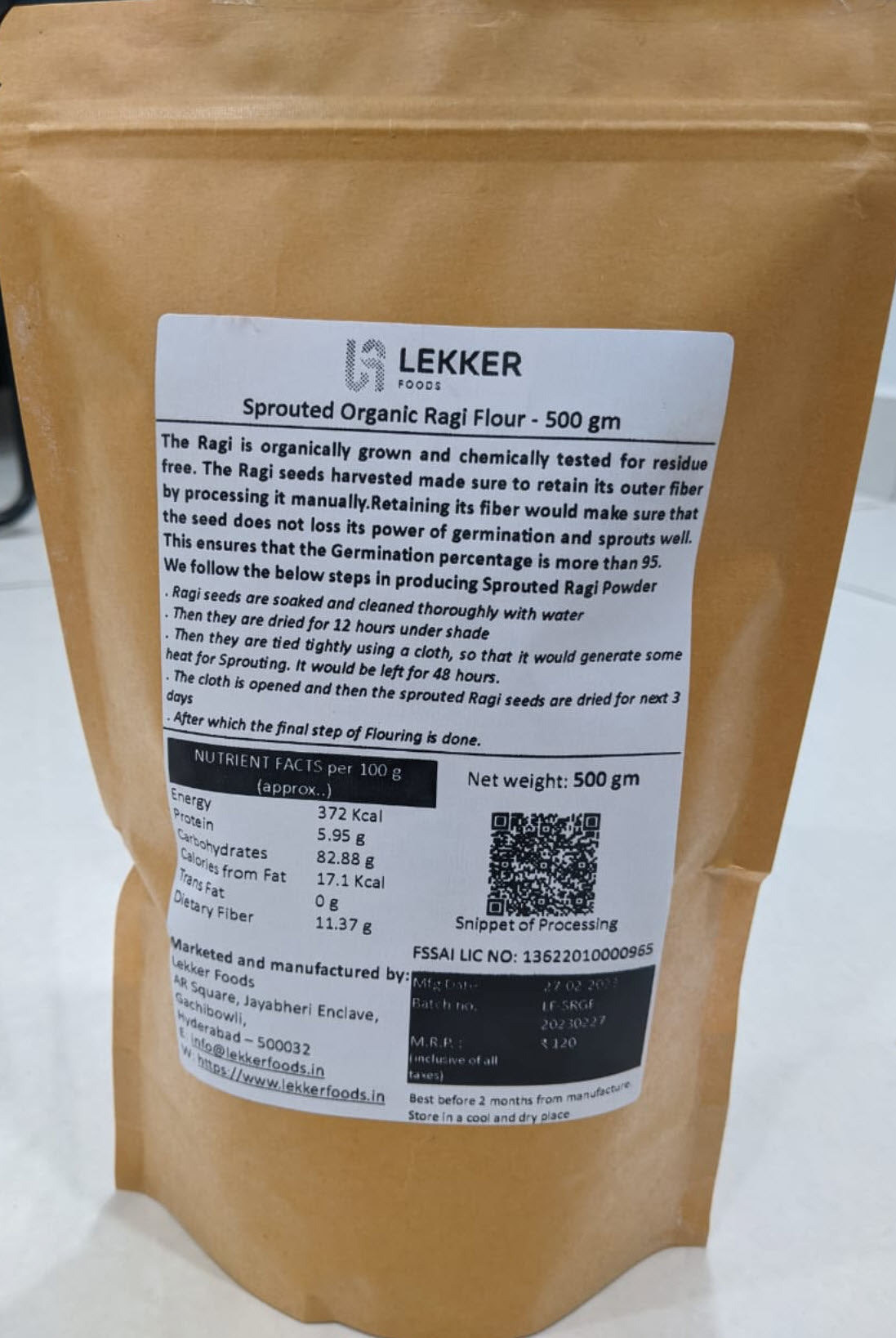 Sprouted Organic Ragi Flour